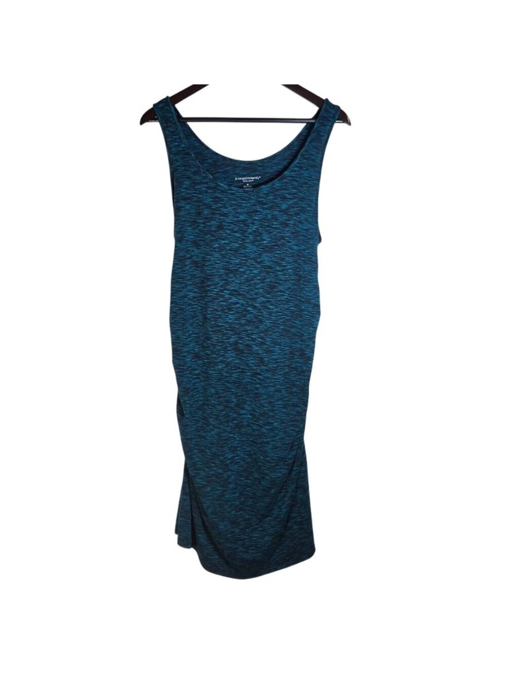 Liz Lange Maternity Heather Blue Space Dye Ruched Tank Active Summer Dress Sz M